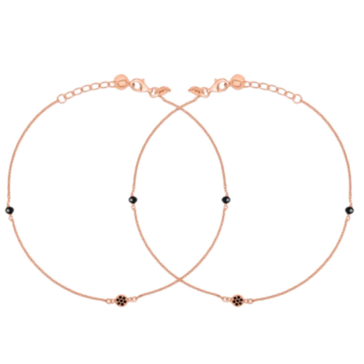 Enchanting Charm Rose Gold Plated 925 Sterling Silver Adjustable Link Chain Anklet By Kesardeep Impex For Women
